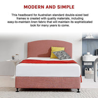 Linen Fabric Double Bed Curved Headboard Bedhead - Pearl Copper Brown Furniture Kings Warehouse 