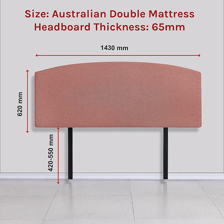 Linen Fabric Double Bed Curved Headboard Bedhead - Pearl Copper Brown Furniture Kings Warehouse 