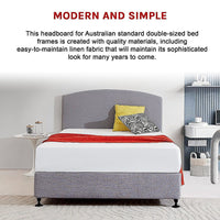 Linen Fabric Double Bed Curved Headboard Bedhead - Slate Ash Furniture Kings Warehouse 