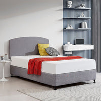 Linen Fabric Double Bed Curved Headboard Bedhead - Slate Ash Furniture Kings Warehouse 