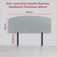 Linen Fabric Double Bed Curved Headboard Bedhead - Stone Grey Furniture Kings Warehouse 