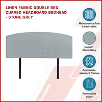 Linen Fabric Double Bed Curved Headboard Bedhead - Stone Grey Kings Warehouse 