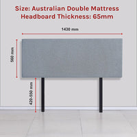 Linen Fabric Double Bed Deluxe Headboard Bedhead - Berlin Blue Furniture Kings Warehouse 