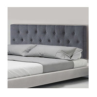 Linen Fabric Double Bed Deluxe Headboard Bedhead - Grey Furniture Kings Warehouse 