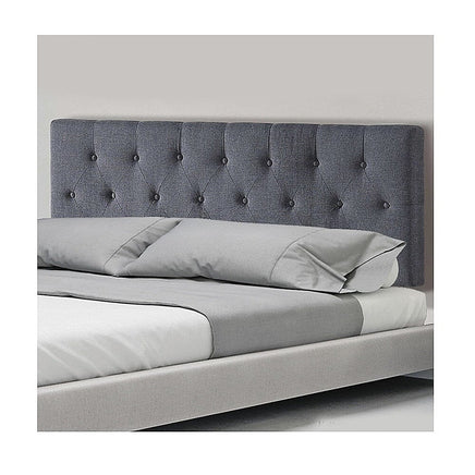 Linen Fabric Double Bed Deluxe Headboard Bedhead - Grey Furniture Kings Warehouse 