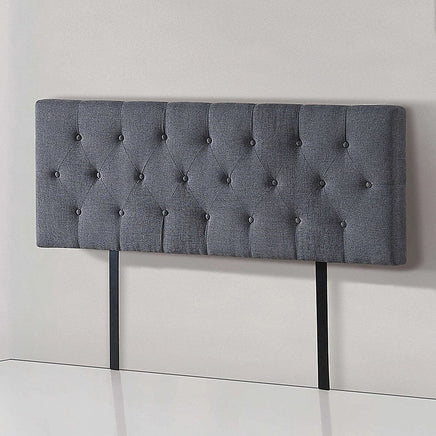 Linen Fabric Double Bed Deluxe Headboard Bedhead - Grey Furniture Kings Warehouse 