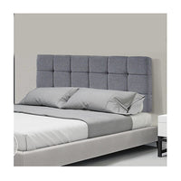 Linen Fabric Double Bed Deluxe Headboard Bedhead - Grey Furniture Kings Warehouse 