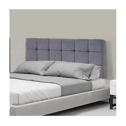 Linen Fabric Double Bed Deluxe Headboard Bedhead - Grey Furniture Kings Warehouse 