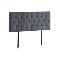 Linen Fabric Double Bed Deluxe Headboard Bedhead - Grey Furniture Kings Warehouse 