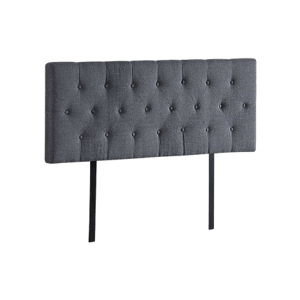 Linen Fabric Double Bed Deluxe Headboard Bedhead - Grey Furniture Kings Warehouse 
