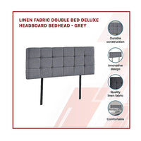 Linen Fabric Double Bed Deluxe Headboard Bedhead - Grey Furniture Kings Warehouse 