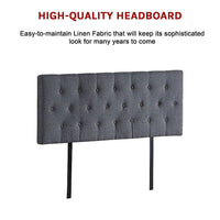 Linen Fabric Double Bed Deluxe Headboard Bedhead - Grey Furniture Kings Warehouse 