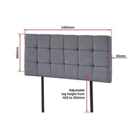 Linen Fabric Double Bed Deluxe Headboard Bedhead - Grey Furniture Kings Warehouse 
