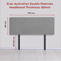 Linen Fabric Double Bed Deluxe Headboard Bedhead - Night Ash Furniture Kings Warehouse 
