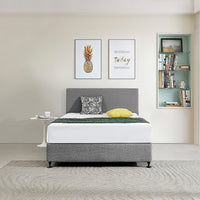 Linen Fabric Double Bed Deluxe Headboard Bedhead - Night Ash Furniture Kings Warehouse 
