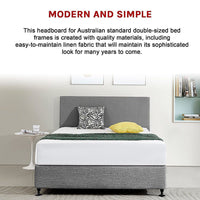 Linen Fabric Double Bed Deluxe Headboard Bedhead - Night Ash Furniture Kings Warehouse 