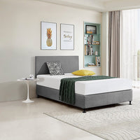 Linen Fabric Double Bed Deluxe Headboard Bedhead - Night Ash Furniture Kings Warehouse 