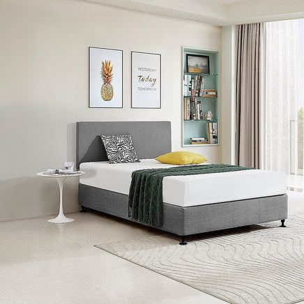 Linen Fabric Double Bed Deluxe Headboard Bedhead - Night Ash Furniture Kings Warehouse 