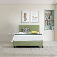 Linen Fabric Double Bed Deluxe Headboard Bedhead - Olive Green Furniture Kings Warehouse 