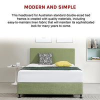 Linen Fabric Double Bed Deluxe Headboard Bedhead - Olive Green Furniture Kings Warehouse 
