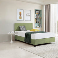 Linen Fabric Double Bed Deluxe Headboard Bedhead - Olive Green Furniture Kings Warehouse 