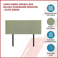 Linen Fabric Double Bed Deluxe Headboard Bedhead - Olive Green Kings Warehouse 