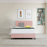Linen Fabric Double Bed Deluxe Headboard Bedhead - Pale Pink Furniture Kings Warehouse 