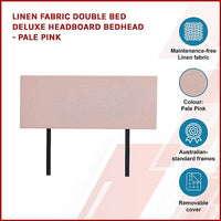 Linen Fabric Double Bed Deluxe Headboard Bedhead - Pale Pink Furniture Kings Warehouse 