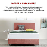 Linen Fabric Double Bed Deluxe Headboard Bedhead - Pearl Copper Brown Furniture Kings Warehouse 