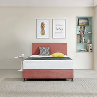 Linen Fabric Double Bed Deluxe Headboard Bedhead - Pearl Copper Brown Furniture Kings Warehouse 