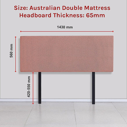 Linen Fabric Double Bed Deluxe Headboard Bedhead - Pearl Copper Brown Furniture Kings Warehouse 