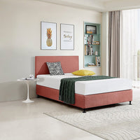 Linen Fabric Double Bed Deluxe Headboard Bedhead - Pearl Copper Brown Furniture Kings Warehouse 