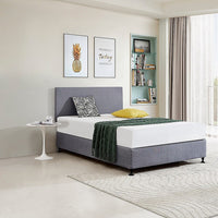 Linen Fabric Double Bed Deluxe Headboard Bedhead - Slate Ash Furniture Kings Warehouse 