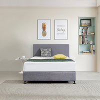 Linen Fabric Double Bed Deluxe Headboard Bedhead - Slate Ash Furniture Kings Warehouse 