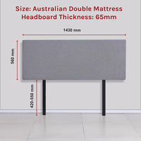 Linen Fabric Double Bed Deluxe Headboard Bedhead - Slate Ash Kings Warehouse 