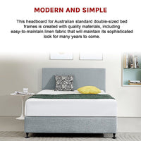 Linen Fabric Double Bed Deluxe Headboard Bedhead - Stone Grey Furniture Kings Warehouse 