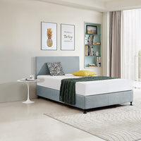 Linen Fabric Double Bed Deluxe Headboard Bedhead - Stone Grey Furniture Kings Warehouse 