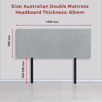 Linen Fabric Double Bed Deluxe Headboard Bedhead - Stone Grey Kings Warehouse 