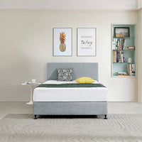 Linen Fabric Double Bed Deluxe Headboard Bedhead - Stone Grey Kings Warehouse 