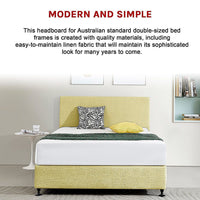 Linen Fabric Double Bed Deluxe Headboard Bedhead - Sulfur Yellow Furniture Kings Warehouse 