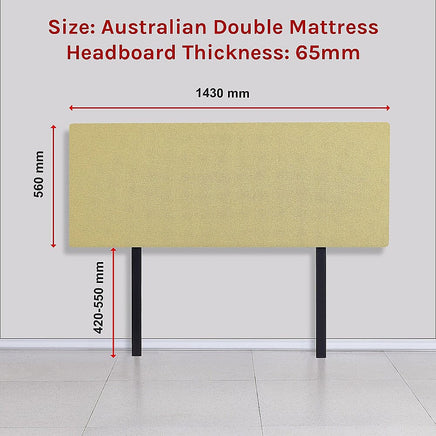 Linen Fabric Double Bed Deluxe Headboard Bedhead - Sulfur Yellow Furniture Kings Warehouse 