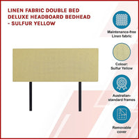 Linen Fabric Double Bed Deluxe Headboard Bedhead - Sulfur Yellow Kings Warehouse 