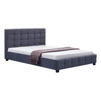 Linen Fabric Double Deluxe Bed Frame Grey