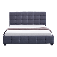 Linen Fabric Double Deluxe Bed Frame Grey Kings Warehouse 