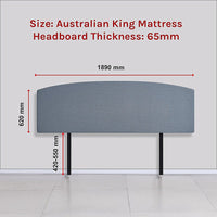 Linen Fabric King Bed Curved Headboard Bedhead - Berlin Blue Furniture Kings Warehouse 