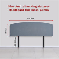 Linen Fabric King Bed Curved Headboard Bedhead - Berlin Blue Kings Warehouse 