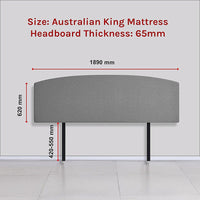 Linen Fabric King Bed Curved Headboard Bedhead - Night Ash Kings Warehouse 