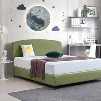 Linen Fabric King Bed Curved Headboard Bedhead - Olive Green Furniture Kings Warehouse 