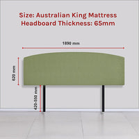 Linen Fabric King Bed Curved Headboard Bedhead - Olive Green Furniture Kings Warehouse 