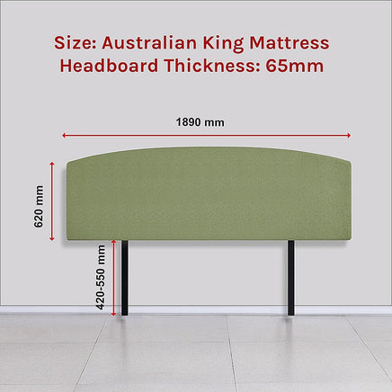 Linen Fabric King Bed Curved Headboard Bedhead - Olive Green Furniture Kings Warehouse 